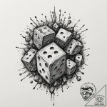 Dice, tattoo line art, moderately detailed, b… – tattoo sketch (№1751337094_0, 01.07.2025 02:31) — tattoovalue.net