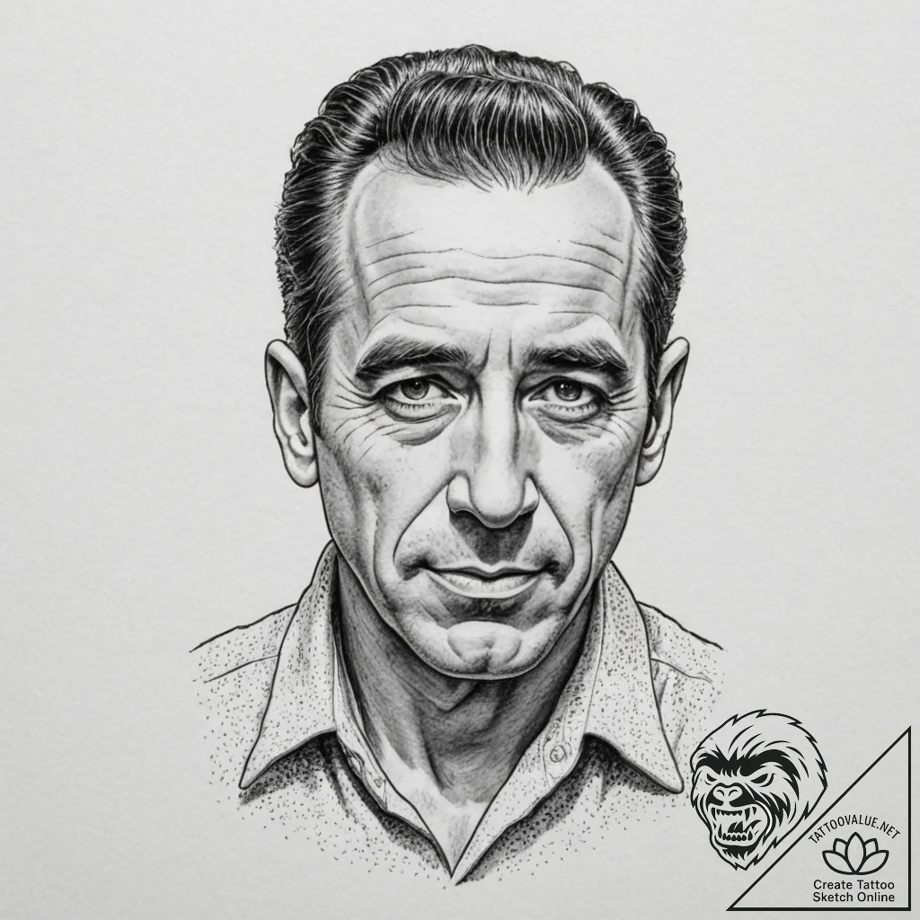 A neo-traditional portrait of humphrey bogart... - tattoo sketch (№1751337258_0, 01.07.2025 02:34) — tattoovalue.net