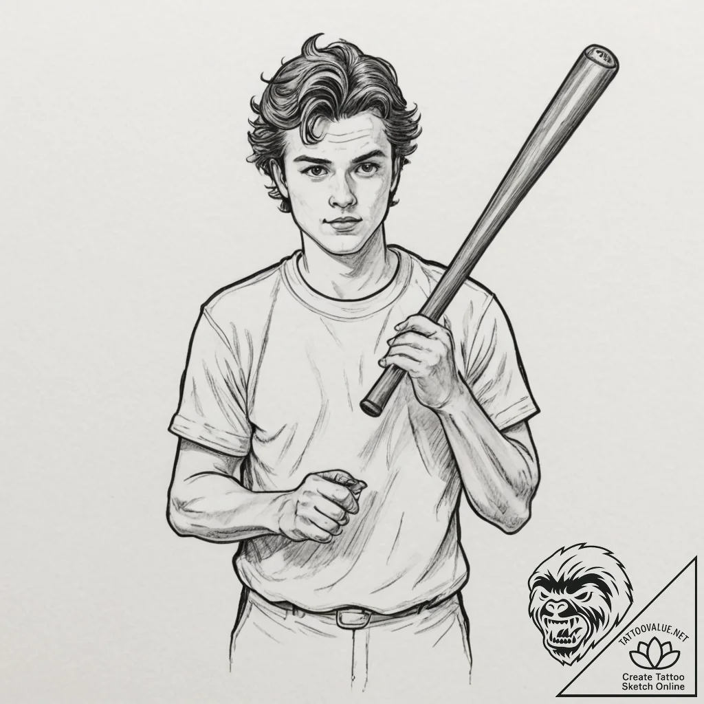 A graphic novel style portrait of steve harri... - tattoo sketch (№1751337737_0, 01.07.2025 02:42) — tattoovalue.net