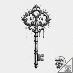 An old skeleton key, ink illustration for tat… – tattoo sketch (№1751338613_0, 01.07.2025 02:56) — tattoovalue.net