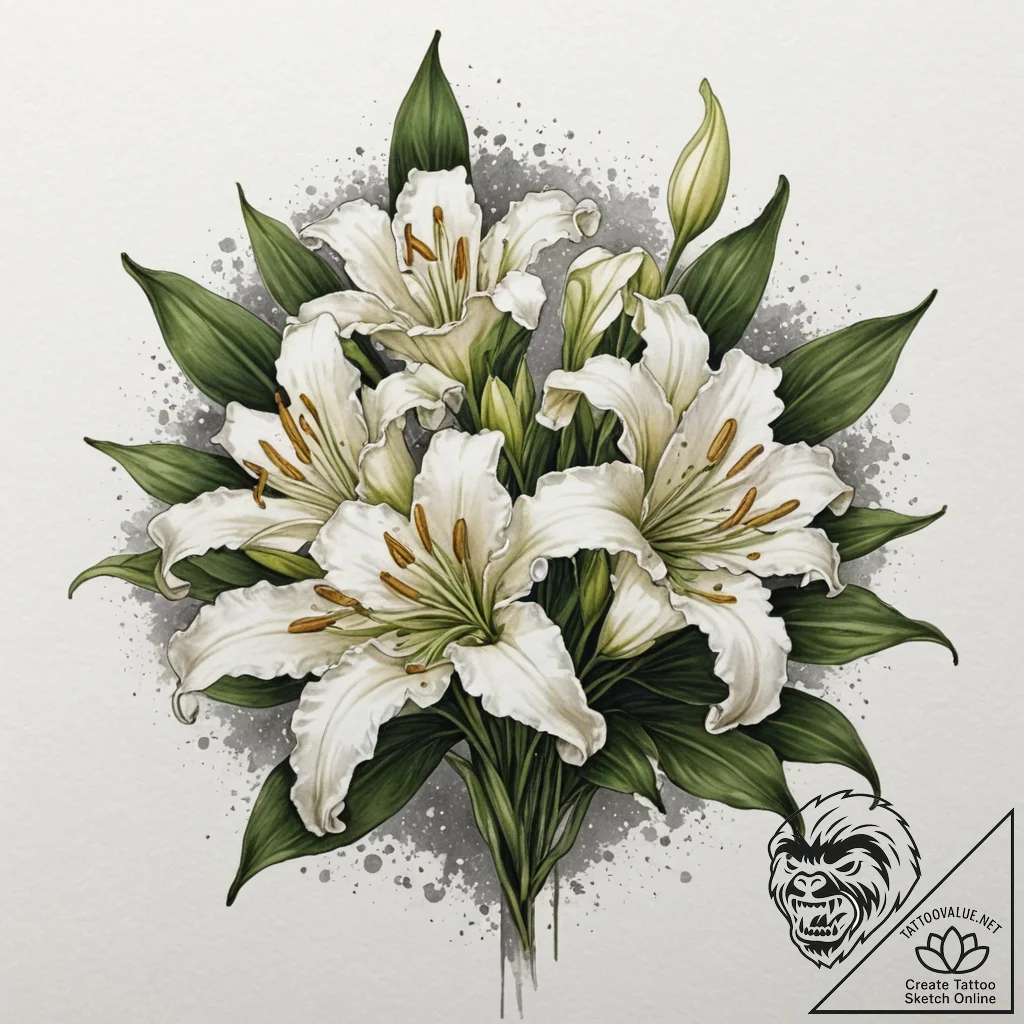 Lilies of the valley, tattoo sketch design, m... - tattoo sketch (№1751338691_0, 01.07.2025 02:58) — tattoovalue.net