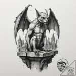 A graphic novel style tattoo of a gargoyle pe… – tattoo sketch (№1751338778_0, 01.07.2025 02:59) — tattoovalue.net