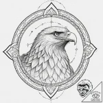 Golden eagle, tattoo line art, dynamic compos… – tattoo sketch (№1751338935_0, 01.07.2025 03:02) — tattoovalue.net