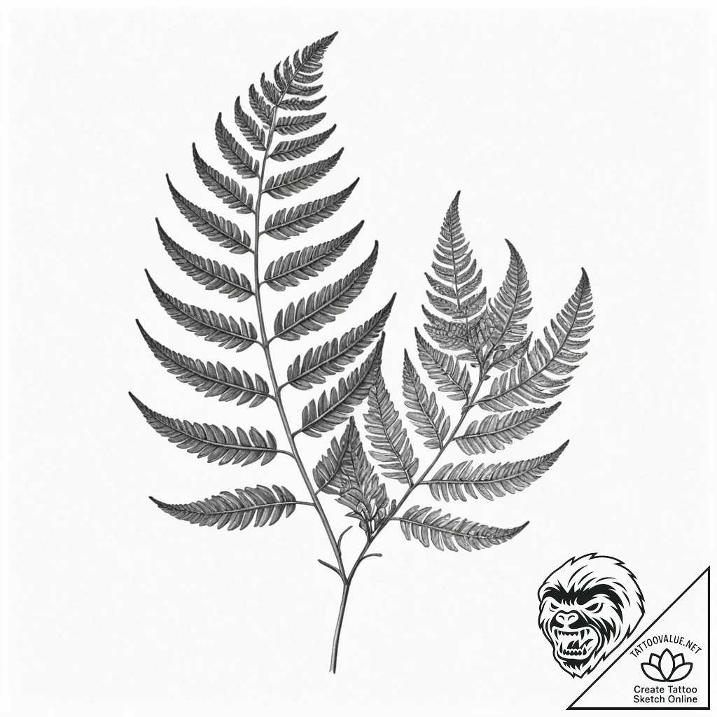 A fern frond unfurling, tattoo line art, mute... - tattoo sketch (№1751339014_0, 01.07.2025 03:03) — tattoovalue.net