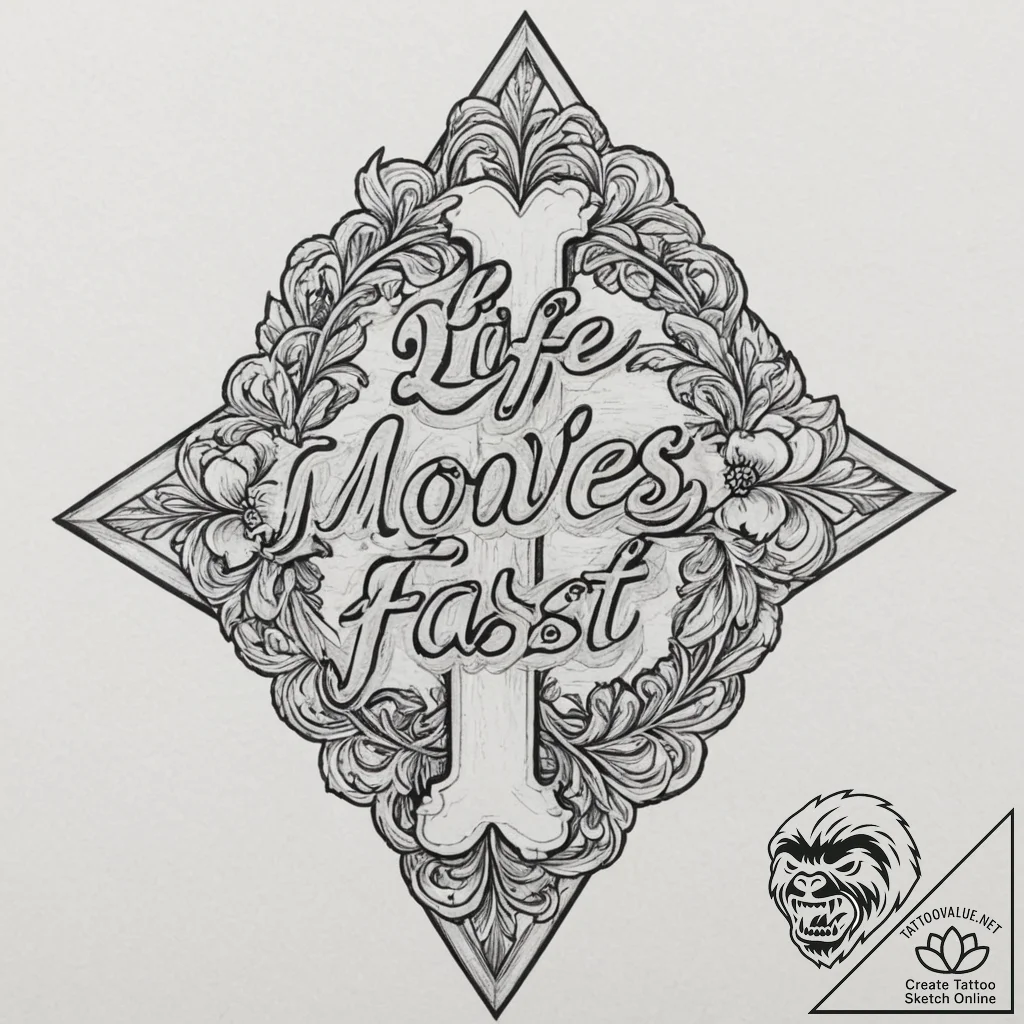 A chicano lettering tattoo "life moves pretty... - tattoo sketch (№1751339093_0, 01.07.2025 03:04) — tattoovalue.net