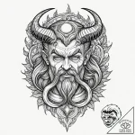 Satan, ink illustration for tattoo, black out… – tattoo sketch (№1751339172_0, 01.07.2025 03:06) — tattoovalue.net