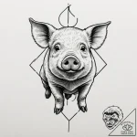 Pig, concept art for tattoo, no background, s… – tattoo sketch (№1751339574_0, 01.07.2025 03:12) — tattoovalue.net