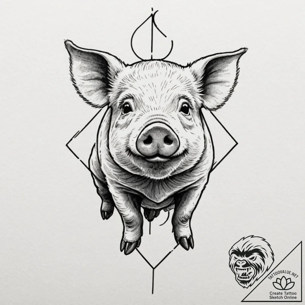 Pig, concept art for tattoo, no background, s... - tattoo sketch (№1751339574_0, 01.07.2025 03:12) — tattoovalue.net