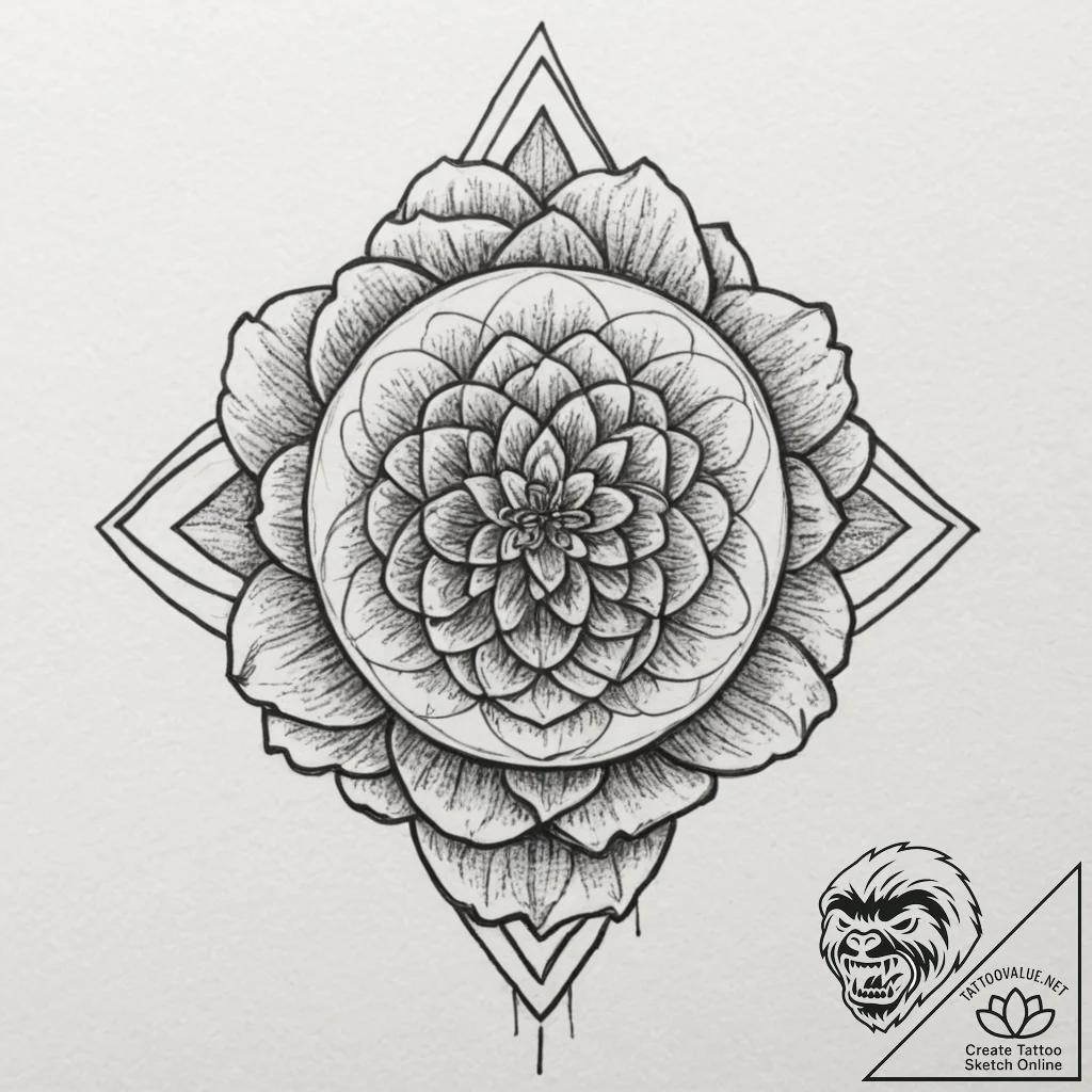 Flower of life, concept art for tattoo, no ba... - tattoo sketch (№1751339820_0, 01.07.2025 03:17) — tattoovalue.net