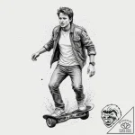 128. a watercolor sketch of marty mcfly on th… – tattoo sketch (№1751340057_0, 01.07.2025 03:20) — tattoovalue.net