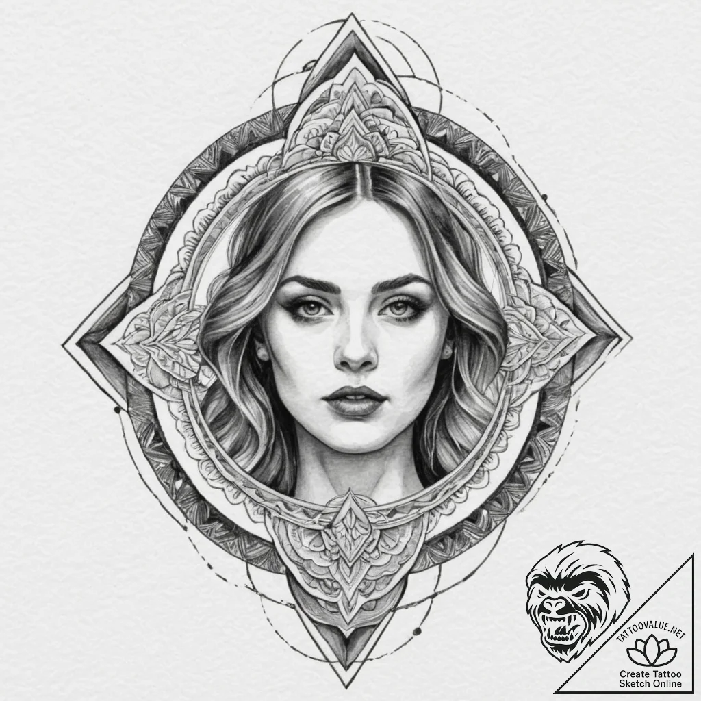 A watercolor sketch of shosanna's face projec... - tattoo sketch (№1751340790_0, 01.07.2025 03:33) — tattoovalue.net