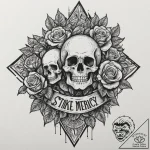 A chicano lettering tattoo “strike first. str… – tattoo sketch (№1751341596_0, 01.07.2025 03:46) — tattoovalue.net