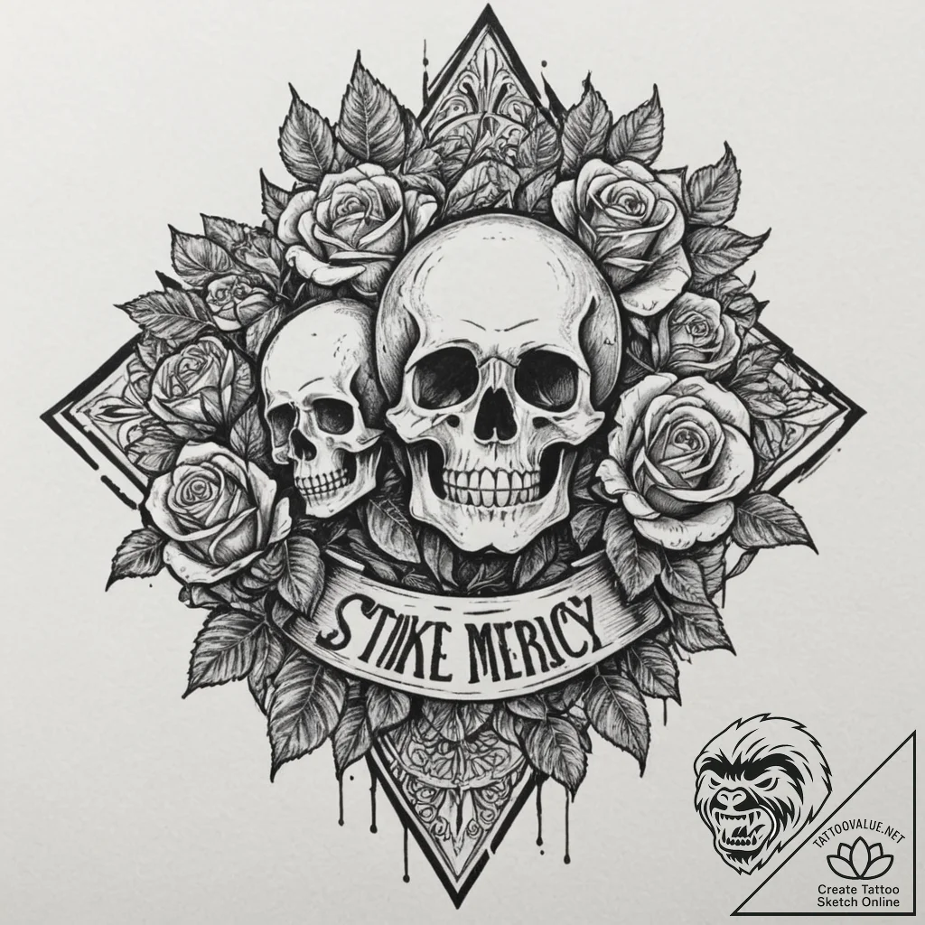 A chicano lettering tattoo "strike first. str... - tattoo sketch (№1751341596_0, 01.07.2025 03:46) — tattoovalue.net