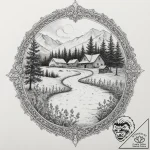 A linework tattoo of the mysterious farm from… – tattoo sketch (№1751341831_0, 01.07.2025 03:50) — tattoovalue.net