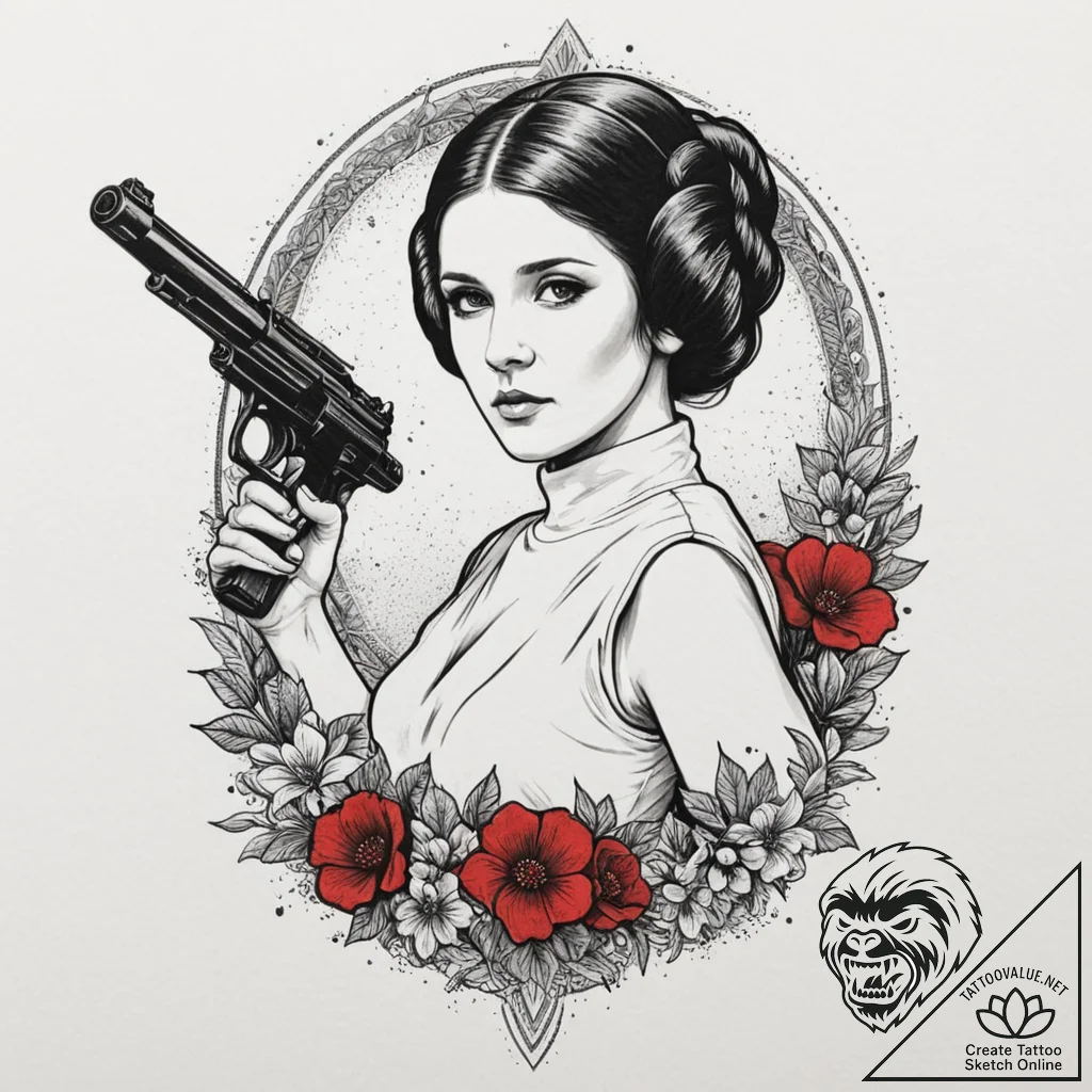 A beautiful linework tattoo design of princes... - tattoo sketch (№1751341911_0, 01.07.2025 03:51) — tattoovalue.net