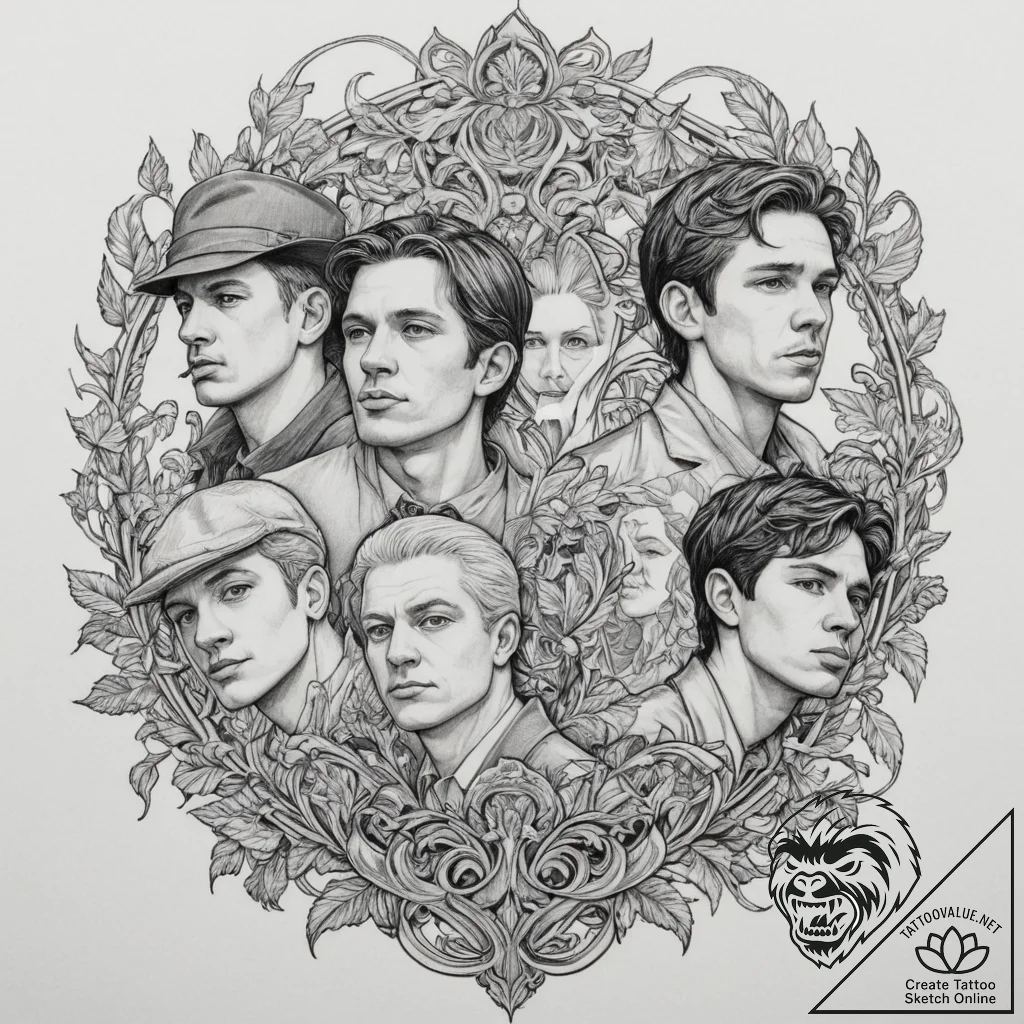A sketch of the main characters from lock, st... - tattoo sketch (№1751342312_0, 01.07.2025 03:58) — tattoovalue.net