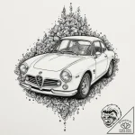 A linework design of the red alfa romeo from… – tattoo sketch (№1751342635_0, 01.07.2025 04:03) — tattoovalue.net