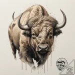 Buffalo, concept art for tattoo, clean lines,… – tattoo sketch (№1751342713_0, 01.07.2025 04:05) — tattoovalue.net