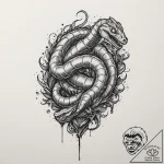 A trash polka composition of a sandworm, spic… – tattoo sketch (№1751343509_0, 01.07.2025 04:18) — tattoovalue.net