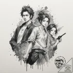 A watercolor sketch of the main characters fr… – tattoo sketch (№1751343745_0, 01.07.2025 04:22) — tattoovalue.net