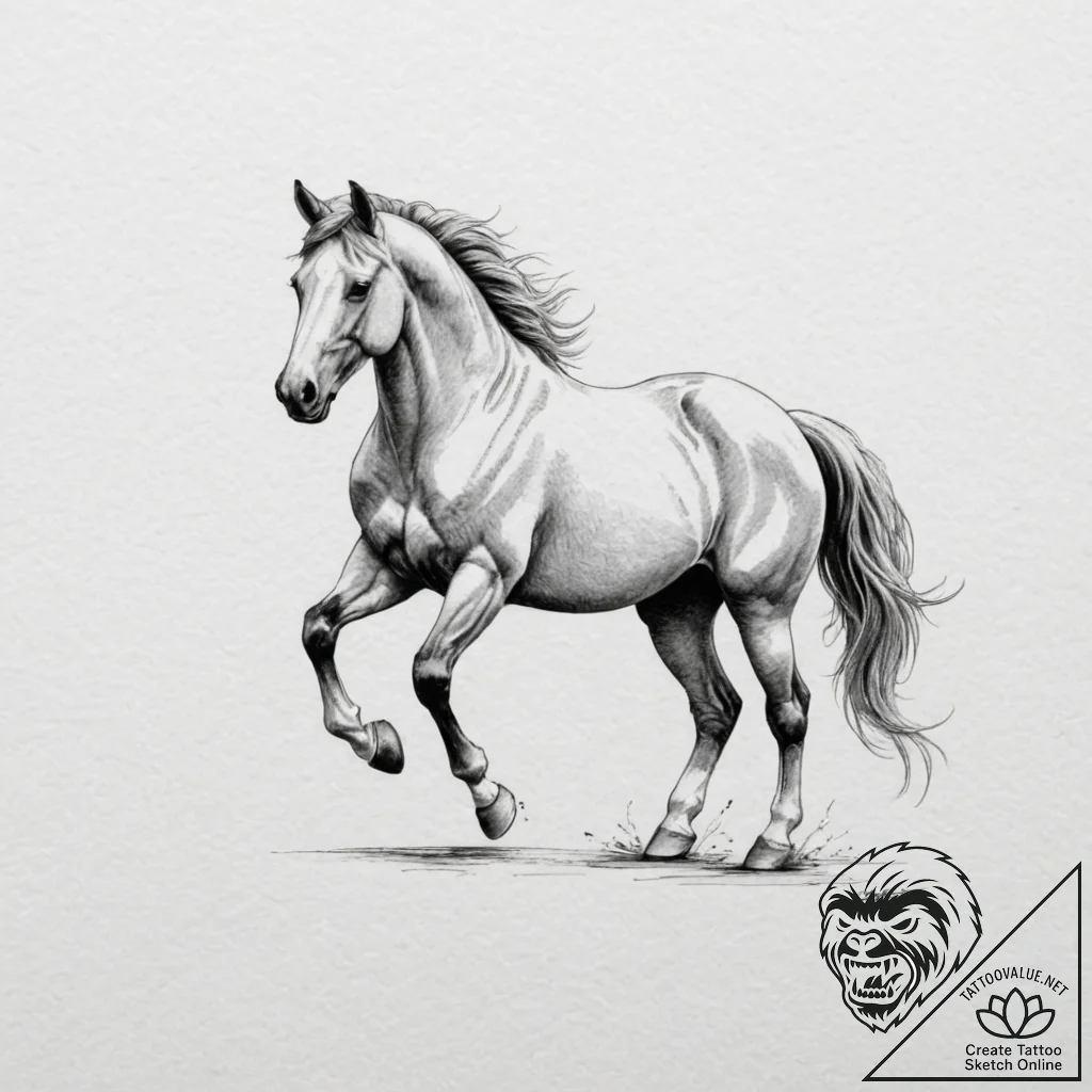 Horse, ink illustration for tattoo, masterpie... - tattoo sketch (№1751344226_0, 01.07.2025 04:30) — tattoovalue.net