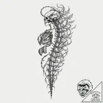 Mechanical spine (sandevistan style), ink ill… – tattoo sketch (№1751344305_0, 01.07.2025 04:31) — tattoovalue.net