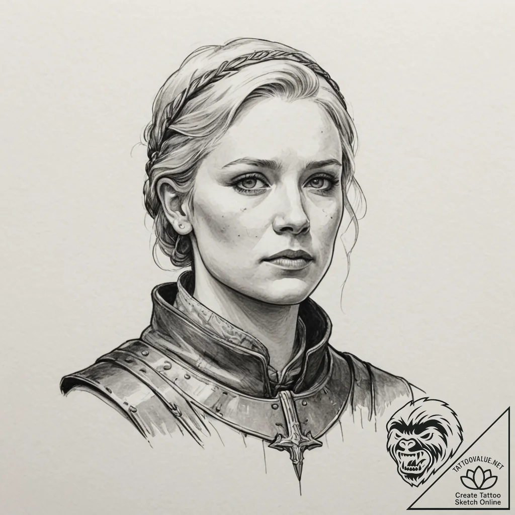 A neo-traditional tattoo of brienne of tarth,... - tattoo sketch (№1751344539_0, 01.07.2025 04:35) — tattoovalue.net