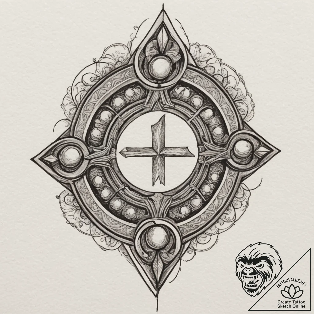 A linework tattoo of the four elemental stone... - tattoo sketch (№1751344618_0, 01.07.2025 04:36) — tattoovalue.net