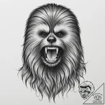 Sketch of chewbacca letting out a mighty roar… – tattoo sketch (№1751345177_0, 01.07.2025 04:46) — tattoovalue.net