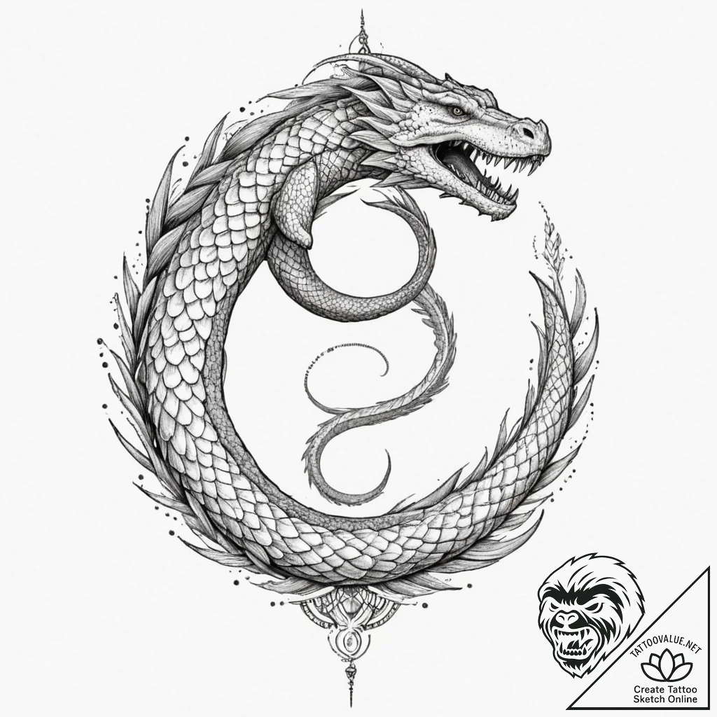 Jörmungandr biting its own tail (is there as... - tattoo sketch (№1751345263_0, 01.07.2025 04:47) — tattoovalue.net