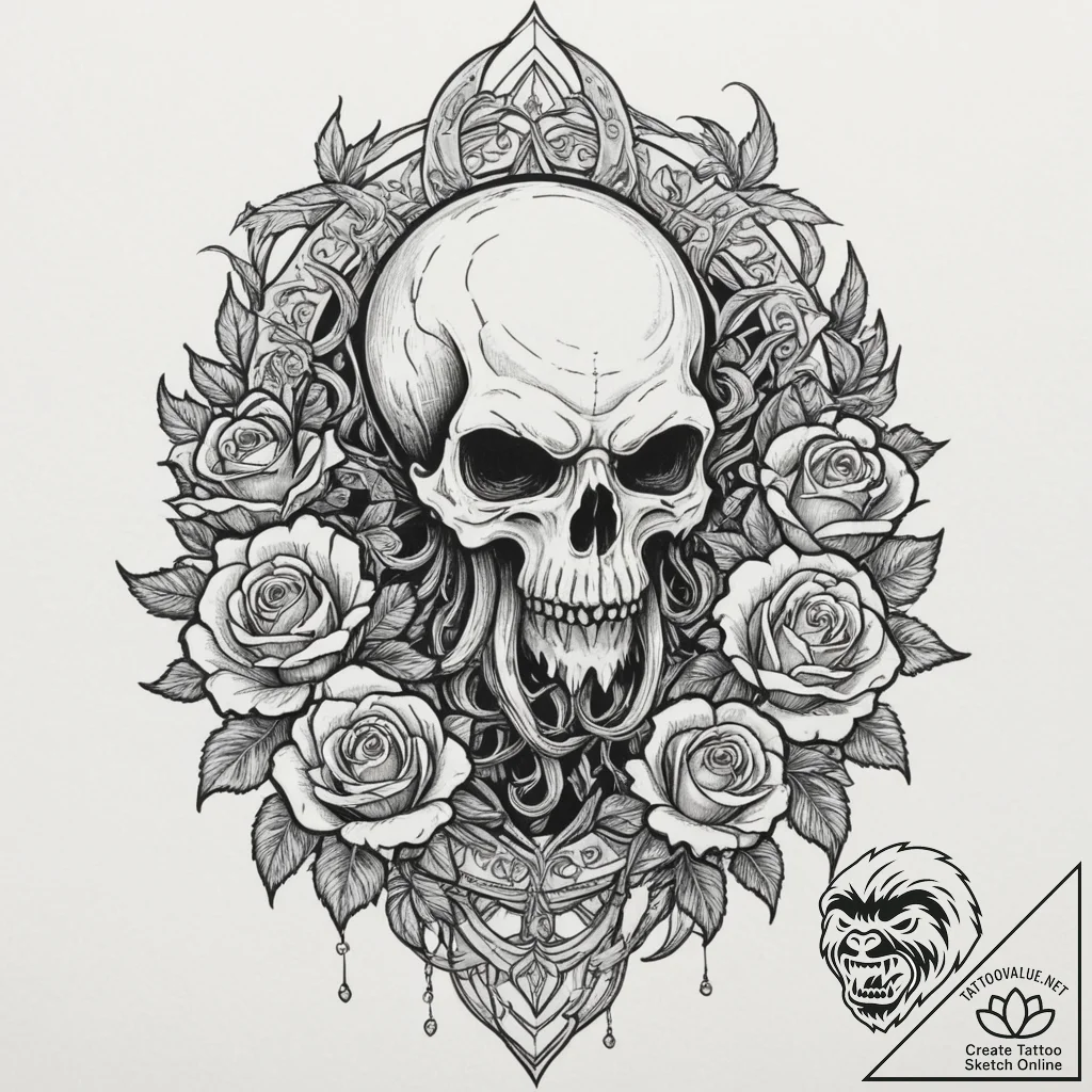 Cthulhu, tattoo sketch design, on white paper... - tattoo sketch (№1751345736_0, 01.07.2025 04:55) — tattoovalue.net