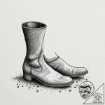 A watercolor tattoo of the big, booted foot f… – tattoo sketch (№1751345979_0, 01.07.2025 04:59) — tattoovalue.net