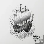 Viking longship in a storm, concept art for t… – tattoo sketch (№1751346057_0, 01.07.2025 05:00) — tattoovalue.net