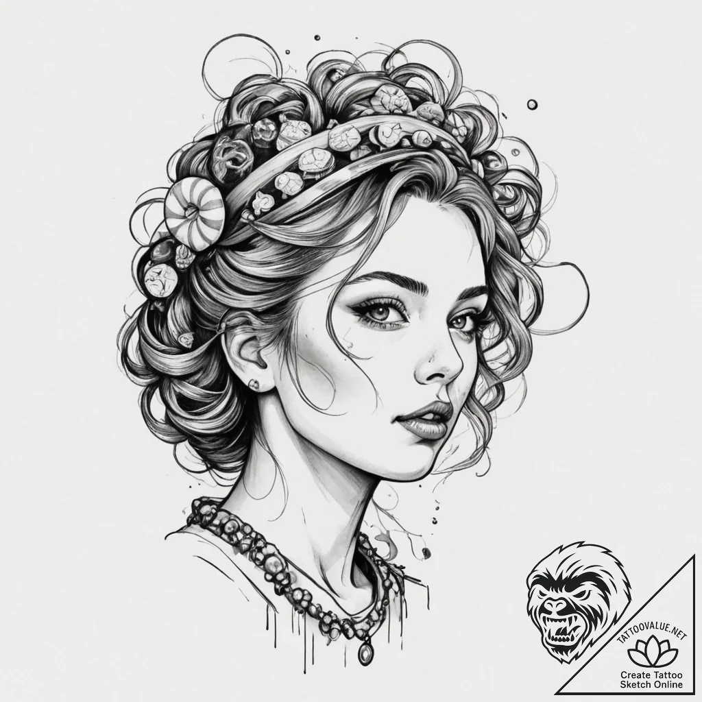 A trash polka composition of l's face, with s... - tattoo sketch (№1751346458_0, 01.07.2025 05:07) — tattoovalue.net