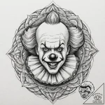 Clown, tattoo drawing outline, clear image, s… – tattoo sketch (№1751346780_0, 01.07.2025 05:13) — tattoovalue.net