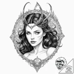 A sketch of the scarlet witch (wanda maximoff… – tattoo sketch (№1751346858_0, 01.07.2025 05:14) — tattoovalue.net