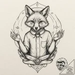 A linework tattoo of the fox force five hand… – tattoo sketch (№1751347180_0, 01.07.2025 05:19) — tattoovalue.net