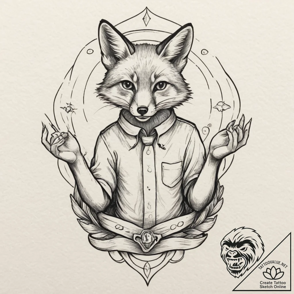 A linework tattoo of the fox force five hand... - tattoo sketch (№1751347180_0, 01.07.2025 05:19) — tattoovalue.net