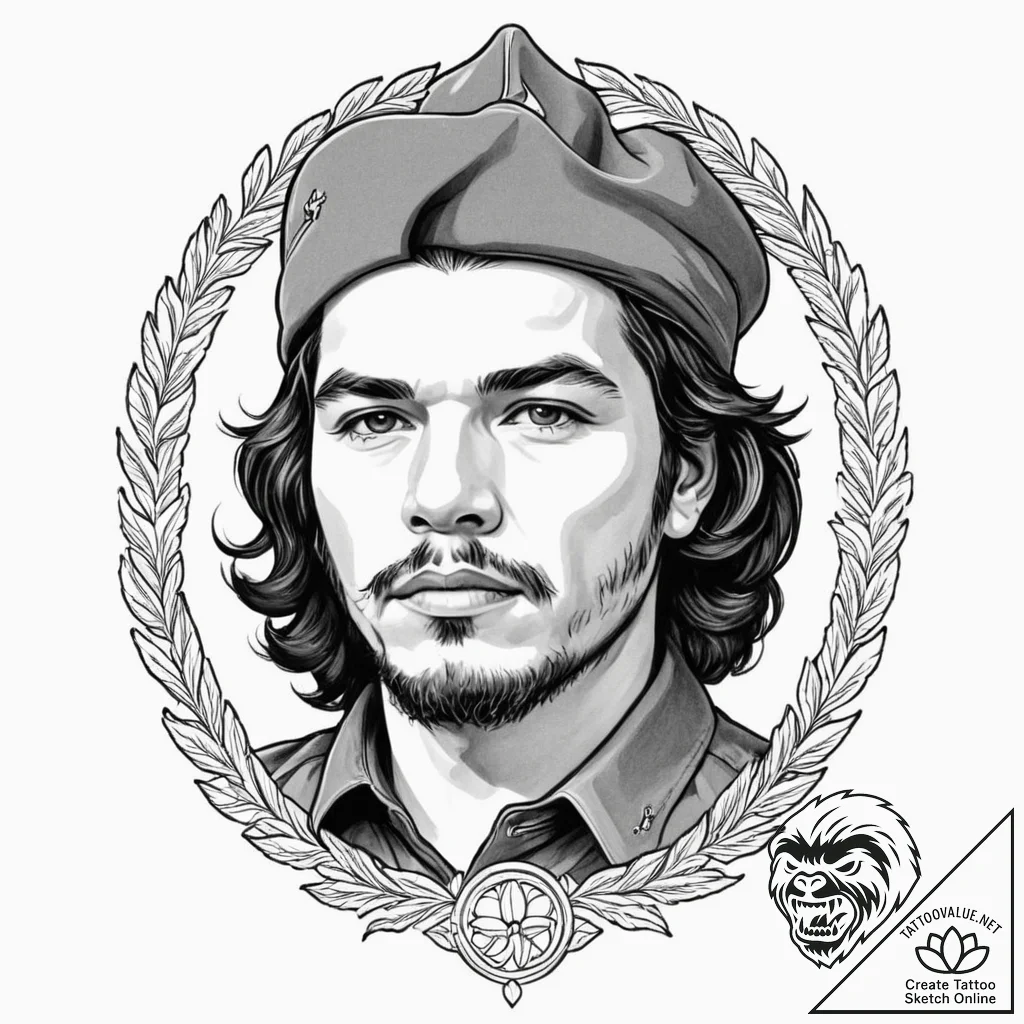 Che guevara, artistic tattoo sketch, bold out... - tattoo sketch (№1751347975_0, 01.07.2025 05:32) — tattoovalue.net