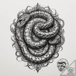 A snake coiled around a crystal, tattoo sketc… – tattoo sketch (№1751348053_0, 01.07.2025 05:34) — tattoovalue.net