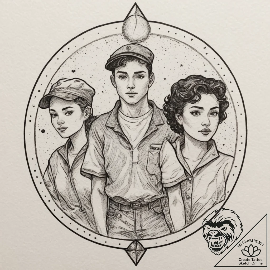 A graphic novel portrait of the main characte... - tattoo sketch (№1751348679_0, 01.07.2025 05:44) — tattoovalue.net