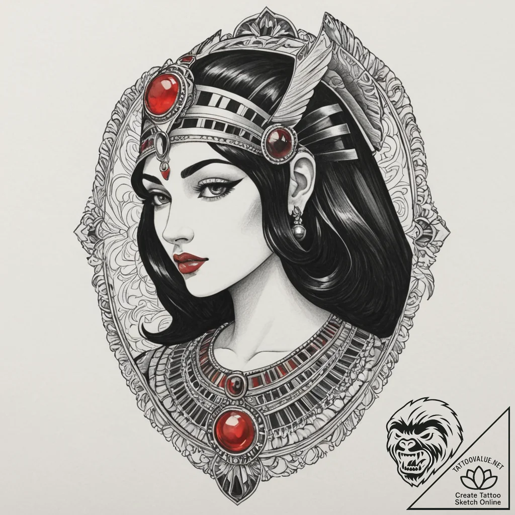 Cleopatra, tattoo flash sheet design, clean l... - tattoo sketch (№1751348758_0, 01.07.2025 05:45) — tattoovalue.net