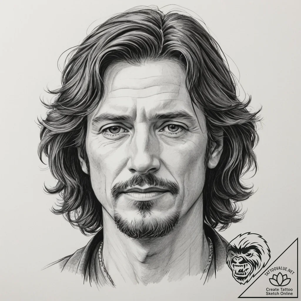 A graphic novel style portrait of sirius blac... - tattoo sketch (№1751348916_0, 01.07.2025 05:48) — tattoovalue.net