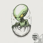 A watercolor design of an alien egg, pulsing… – tattoo sketch (№1751350280_0, 01.07.2025 06:11) — tattoovalue.net