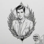 A sketch of sterling archer, with the phrase… – tattoo sketch (№1751350358_0, 01.07.2025 06:12) — tattoovalue.net