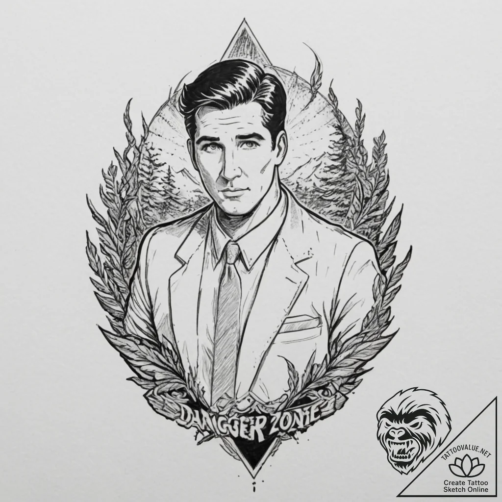 A sketch of sterling archer, with the phrase... - tattoo sketch (№1751350358_0, 01.07.2025 06:12) — tattoovalue.net