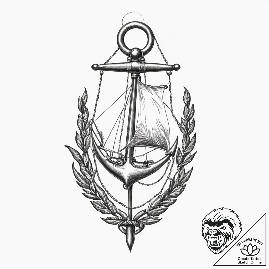 A safety pin, ink illustration for tattoo, ol... - tattoo sketch (№1751350884_0, 01.07.2025 06:21) — tattoovalue.net