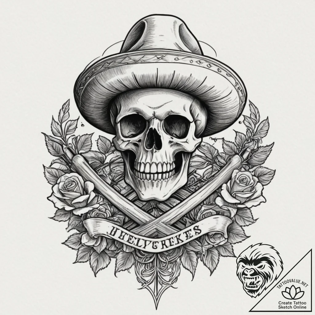 A neo-traditional tattoo of the straw hat pir... - tattoo sketch (№1751351283_0, 01.07.2025 06:28) — tattoovalue.net