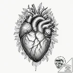 Anatomical heart as a cage with a bird inside… – tattoo sketch (№1751353053_0, 01.07.2025 06:57) — tattoovalue.net