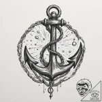 A ship’s anchor entwined with rope, tattoo sk… – tattoo sketch (№1751353527_0, 01.07.2025 07:05) — tattoovalue.net